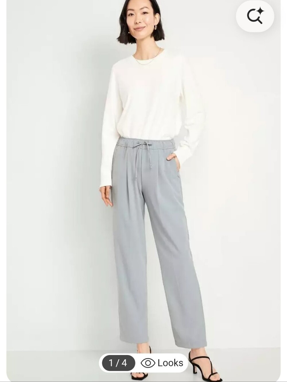 Old Navy Sage Green Hi-waisted Billy Elastic Waist Trouser- Medium Tall